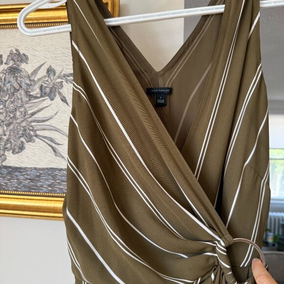 Ann Taylor Green Striped Wrap Dress - Picture 5 of 8